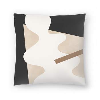 Americanflat 18x18 Throw Pillow Minimalist Flower Line Neutral 4 by The Print Republic