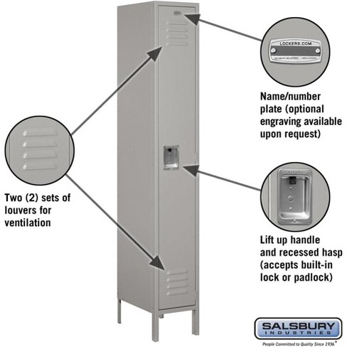 Salsbury Industries 61168GY-U Standard Metal Locker Single Tier 1 Wide 6 Feet High 18-Inch Deep Gray Unassmbled Gray - image 1 of 2