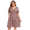 LXT-Plus Size Summer Dress A-Line Swing Floral Party Midi Dresses - 2 of 4