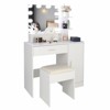 White Dressing Table Dressting Stool Lighted Mirror Makeup Table Vanity Set - 2 of 4