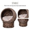 Munora Handmade Wicker Elevated Cat Bed with Cushion, Dark Brown Rotating Cat Basket for Kittens - 4 of 4