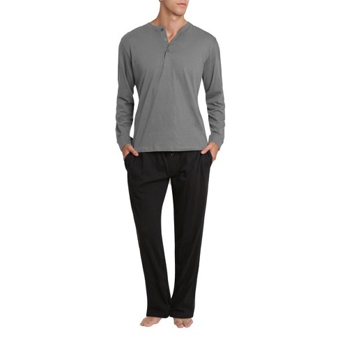 Sleephero Men's Long-sleeve Knit Pajama Set Grey With Black Small : Target