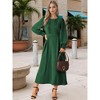 INSPIRE CHIC Women's Elegant Frilled Crewneck Midi Long Sleeve Pleated A-Line Flowy Dress with Pockets - 2 of 4