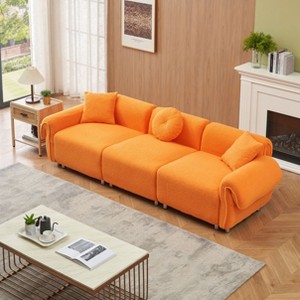 NicBex Couches for Living Room 112"Inch Modern Teddy Upholstered 3 Seater Sofa Couch with Sturdy Hardware Foot Support and 3 Throw Pillows - 1 of 4