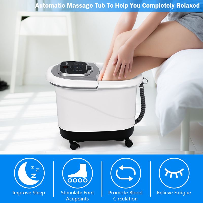 Costway Portable Foot Spa Bath Motorized Massager Electric Feet Salon Tub with Shower Blue & White/Blue/Coffee/Gray, 4 of 11