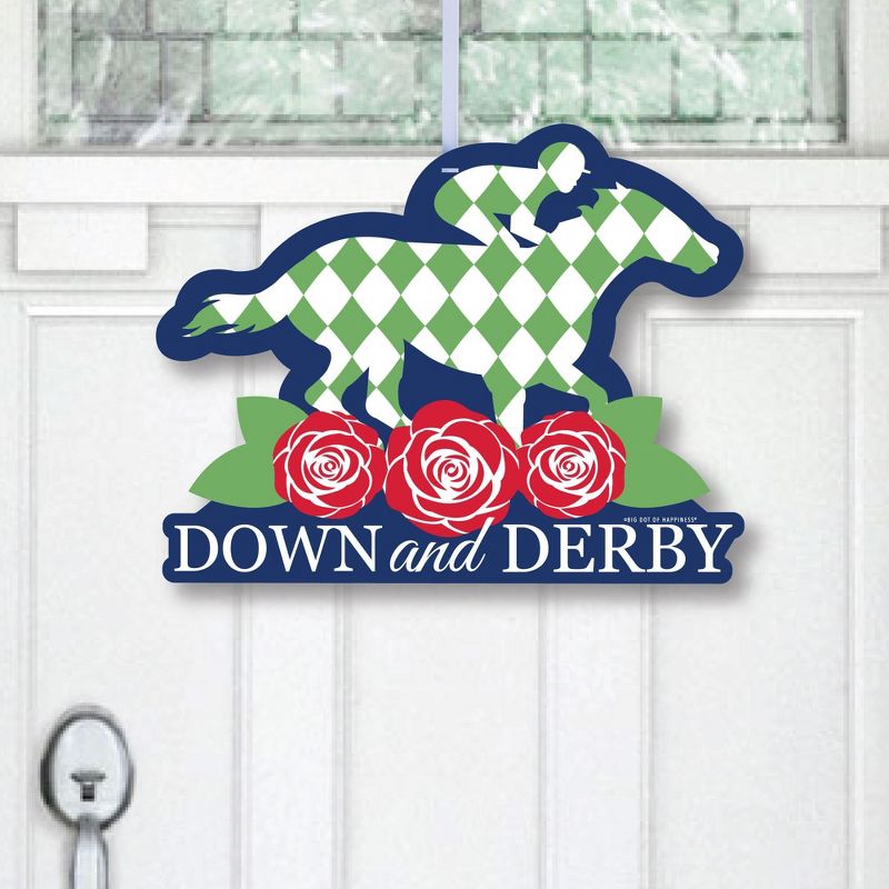 Big Dot of Happiness Kentucky Horse Derby - Hanging Porch Horse Race Party Outdoor Decorations - Front Door Decor - 1 Piece Sign, 1 of 9