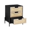 Rattan Nightstand with 3 Drawers, Compact Bedside Table, Wooden Rustic End Table with Storage, Metal Legs, for Bedroom, Living Room, Easy Assembly - 4 of 4