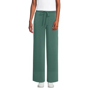 Lands' End Women's Cupro Knit Mid Rise Wide Leg Pants - 1 of 3