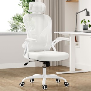 FURNIinspire Task and Office Chairs,  Office Chair, Home Office Desk Chair with Headrest, White, 23.43"*23.43"*56.69" - 1 of 4