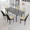 7-Piece Expandable Dining Set with Rectangular Table and 6 PU Armless Chairs - 3 of 4