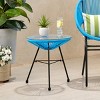 17.75'' Round Rattan Side Table with Tempered Glass Top,Modern Outdoor Accent Table for Balcony or Patio-Cuddlewood - 2 of 4