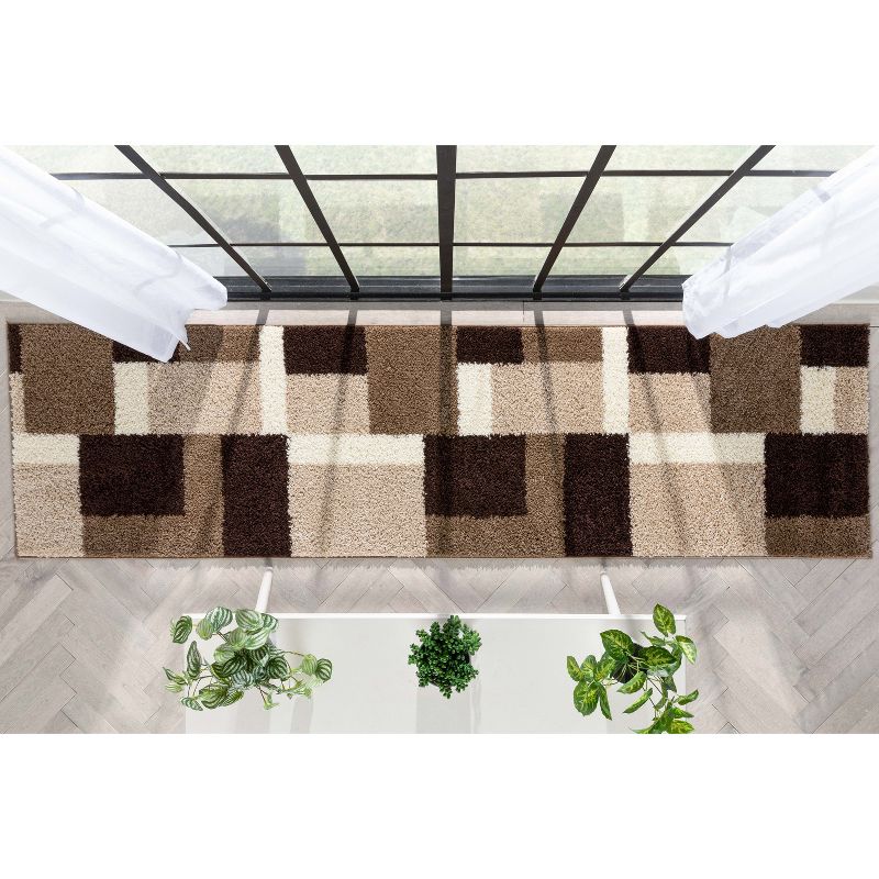 Shag Cubes Modern Geometric Blocks Squares Easy Care Thick Soft Living Room Area Rug, 6 of 10