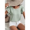 Amaryllis Women’s Double Layer Ruffle Sleeve Crinkled Textured Woven Scoop Neck Blouse Lightweight - 4 of 4