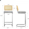FONTOI Counter and Bar Stools, 2PCS Velvet Counter Height Chairs with Rattan Back, 30 inch Stools Armless Bar Chairs, Gray, 17.7"*8.9"*42.5" - 3 of 4