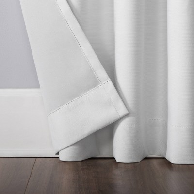 Ecru Velvet Blackout Thermal Back Tab Curtain Panel
