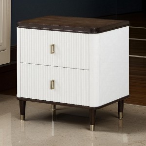 Royal Hampton 27 Inch Nightstand, 2 Drawers, USB Charger, Solid Wood, White, Brown - 1 of 4