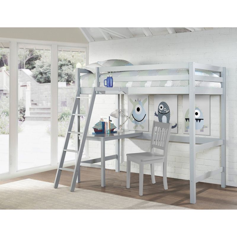 Kids&#39; Twin Caspian Study Loft with Chair and Hanging Nightstand Gray - Hillsdale Furniture, 1 of 5