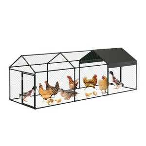 Coucheta 120X40x40 Inch Metal Chicken Coop, Large Walk-in Outdoor Poultry Run with Cover for Chickens Ducks Rabbits, Outdoor Coop for Yard - 1 of 4