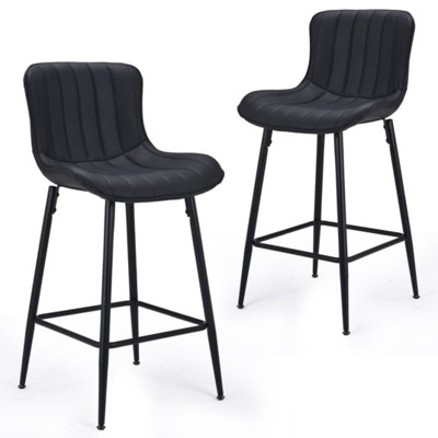FURNIinspire Dining Chair, Counter Height Bar Stools Set of 2, Modern Barstool Counter Chairs for Dining Room, Black, 19.3"*15.7"*36"