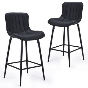 FURNIinspire Dining Chair, Counter Height Bar Stools Set of 2, Modern Barstool Counter Chairs for Dining Room, Black, 19.3"*15.7"*36" - 1 of 4
