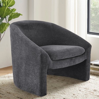 Kiki 32" Wide Contemporary Design Chenille Boasting Streamlined Silhouette Armrest Accent Barrel Chair-Maison Boucle