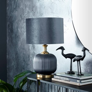 Fabric Table Lamp with Drum Shade Blue - Olivia & May - 1 of 4