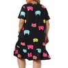 Agnes Orinda Women's Plus Size Cat Print Ruffle Hem Short Sleeve Lovely Nightgowns - 4 of 4