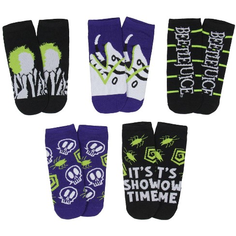 Beetlejuice It's Show Time 5 Pack No-Show Ankle Socks Multicoloured - image 1 of 4