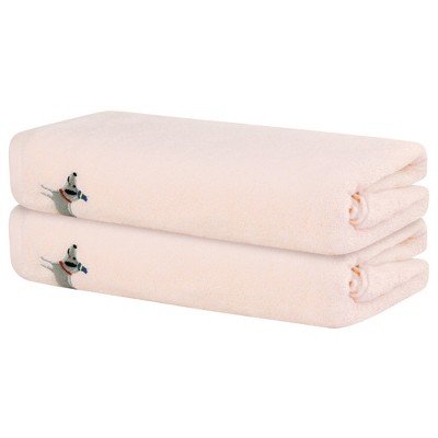 Unique Bargains Cotton Absorbent Quick Dry Lightweight Large Bath Towels 2 Packs