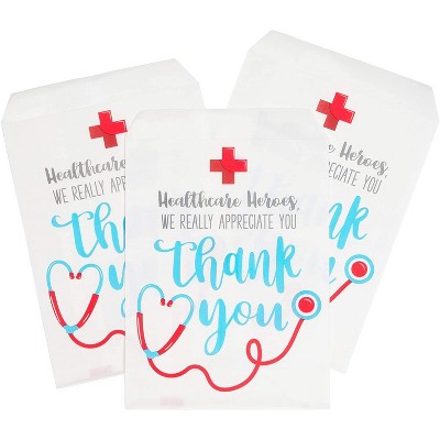 Sparkle and Bash 100-Pack Thank You Goodie Bags Favor Bags, Nurse Appreciation Small Gift Bags (5 x 7.5 in)