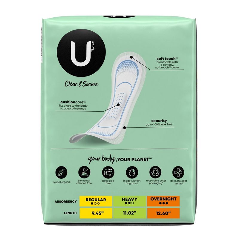 U by Kotex Clean & Secure Heavy Ultra-Thin Feminine Fragrance Free Pads - Unscented, 3 of 12