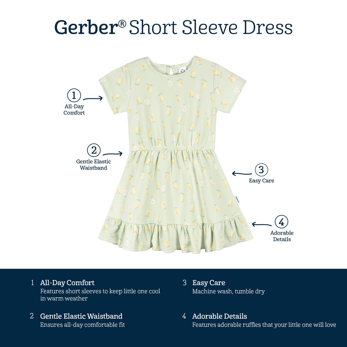 Gerber Toddler Girls' Short Sleeve Dress - thumbnail 8