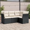 vidaXL 4 Piece Patio Sofa Set with Cushions Black and Cream - Without Table - 2 of 4