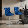 Thick Chrome Swivel Velvet Barstools,Adjustable 25-33"Height,Modern Upholstered with17.7" Base,Tufted Buttons&Diamond Pleating - Leovsnove - 2 of 4