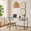 Royal Hampton Rectangular Glass Top Desk with Open Compartment and Sled Base, Blue - 2 of 4
