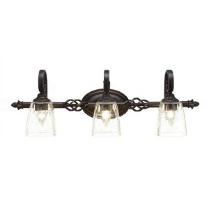 Toltec Lighting Elegante 3 - Light Vanity in  Dark Granite with 4.5" Square Clear Bubble Shade - 1 of 1