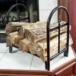 Pure Garden Fireplace Log Rack with Finial Design - Black