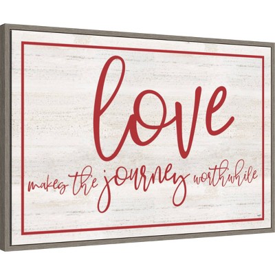 Love Journey Red and Gray Framed Canvas Wall Art