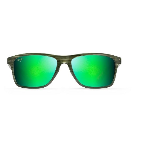 Maui Jim Onshore Rectangular Sunglasses - Green lenses with Green frame