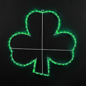 Novelty Lights 24" Green St. Patrick's Day Shamrock LED Rope Light Motif - 1 of 4