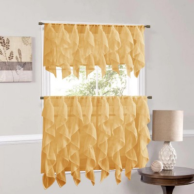 Sheer Voile Vertical Ruffle Window Kitchen Curtain by Sweet Home Collection®