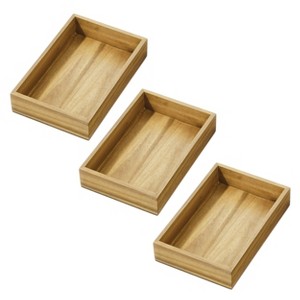iDesign Acacia Wood Kitchen Drawer Organizer - Set of 3 - Natural - 1 of 4
