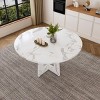 Round Dining Table for 4 with Wood Grain Finish, Modern Farmhouse Kitchen Table for Dining Room, Living Room, or Breakfast Nook-Tanpinhause - 2 of 4
