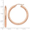 Black Bow Jewelry 3mm x 35mm 14k Rose Gold Large Diamond-Cut Round Hoop Earrings - 4 of 4