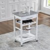 FONTOI Mobile Rolling Kitchen Island with Underneath Drawer, Trolley Serving Cart Slide-Out Wire Storage Basket, White, 15.75"*33.55"*22.76" - 2 of 4