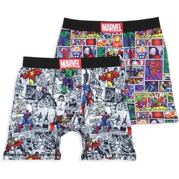 Marvel Mens' 2 Pack Vintage Superhero Comic Boxers Underwear Boxer Briefs  Multicolored : Target