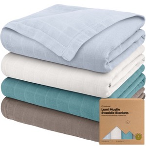 KeaBabies 4pk Muslin Swaddle Blankets for Baby Boys, Girls - Organic Baby Blankets, Swaddles for Newborns - 1 of 4