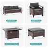 Sonkuki 6 Pieces Patio Sofa with Rectangle Fire Pit Table and Ottomans, Patio Conversation Couch with Cushion - 3 of 4