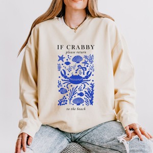 Simply Sage Market If Crabby Please Return Collage Lightweight Garment Dyed Sweatshirt - 1 of 4
