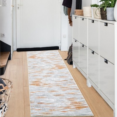 Machine Washable Area Rug, Modern Abstract Area Rug Stripes Rug, Non Slip Geometric Soft Rugs Home Decor
